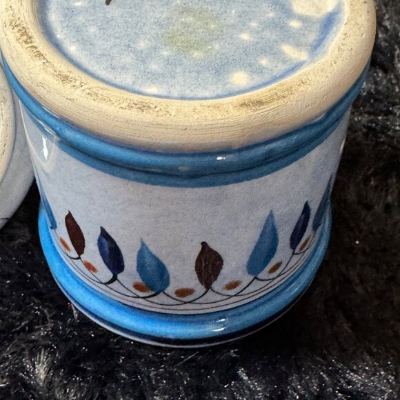 Tonala Mexican Pottery Hand-Painted Blue  Ceramic Sugar Jar Lid - Picture 7 of 8